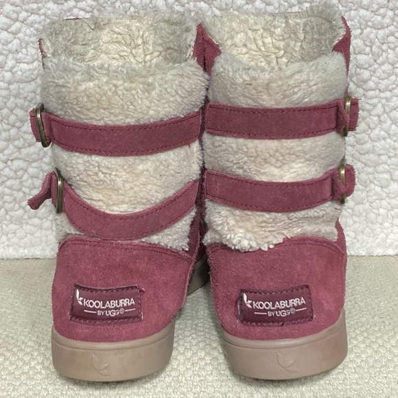 Koolaburra by UGG Kid's Plum Suede w/2 Straps & Fleece Lined Ankle Boots SZ US 3 - Picture 4 of 12
